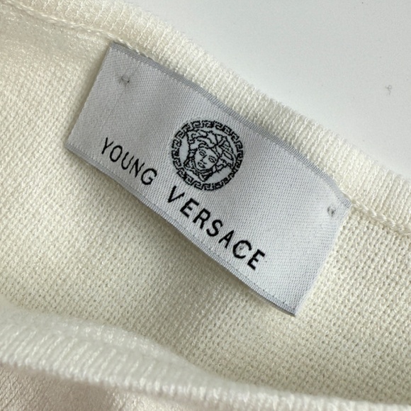 Authentic Young Versace Girls’ White Button Medusa Cap Sleeve Dress 7A - Picture 6 of 9